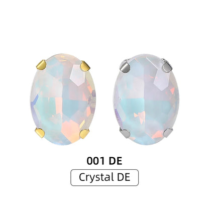 Acmore Crystal Wholesale High Quality Sew on Four Claws  Oval Shape Strass Flatback Glass Rhinestones Wedding Dress Crafts
