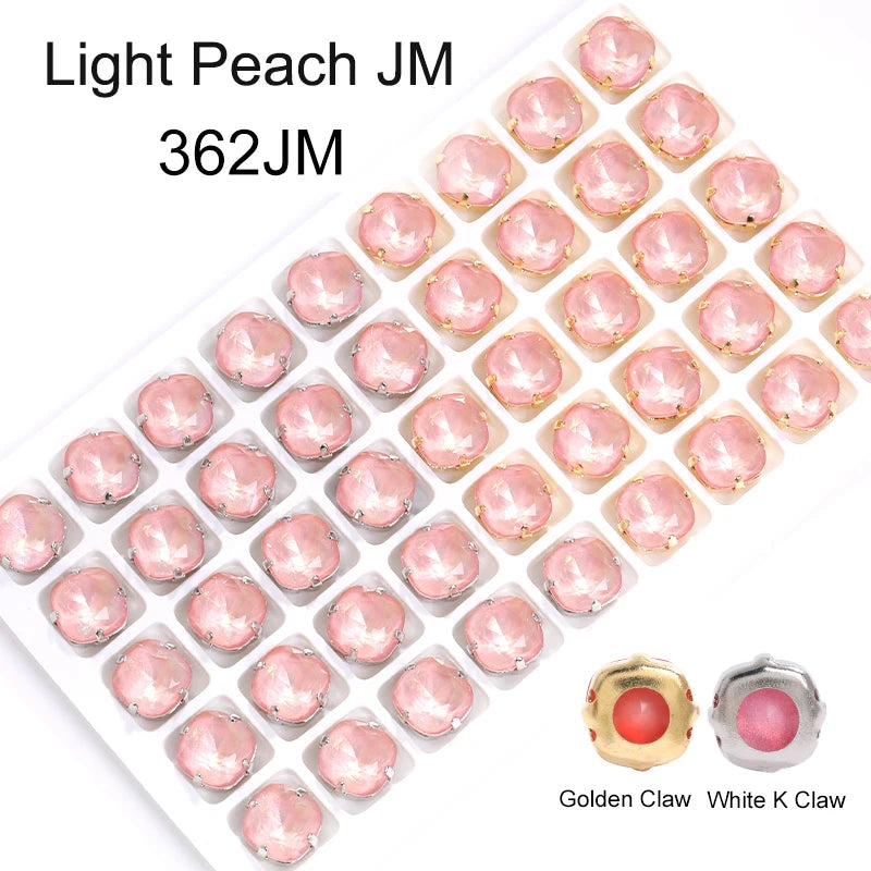 Acmore Crystal Cushion Aurora Mocha Color K9 Glass Crystal Stones Rhinestone With Hollow Copper Claw Setting Sew on Garment Apparel