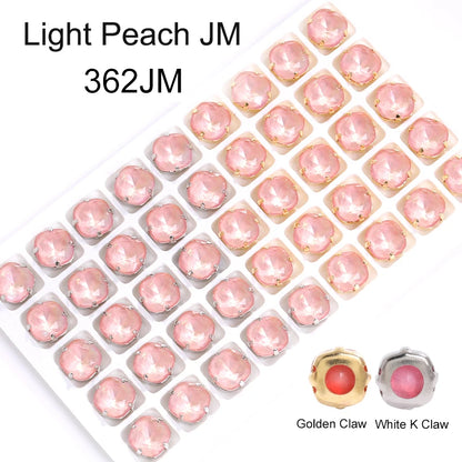 Acmore Crystal Cushion Aurora Mocha Color K9 Glass Crystal Stones Rhinestone With Hollow Copper Claw Setting Sew on Garment Apparel