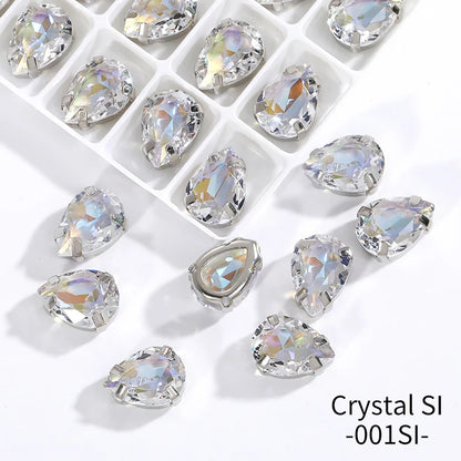 Acmore Crystal Crystals Rhinestone With Claw Strass Gems Sew on Rhinestone Drop Shape Crystal Fancy Stone With Claw for Garment