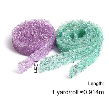 Acmore Crystal Wholesale 1.2cm Width Jelly Resin Strips Non Hotfix Stones Self-Adhevise Rhinestone Trim Sticker for DIY Tumbler