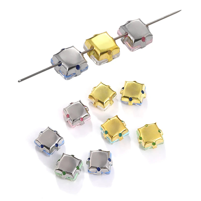 Acmore Crystal New Design Princess Square Four Claws Rhinestones Flatback Sew on Fancy Stones Jewelry and Clothing
