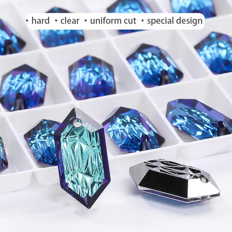 Acmore Crystal Relief Series Long Rhombus Glitter Custom DIY K9 Crystal Bead Jewelry Pendants for Necklace Earring Brooch Women