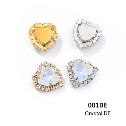 Acmore Crystal Wholesale Sew on Flatback Glass Heart Opal Mocha Loose Rhinestones Crystal Stones  DIY Art Decorations