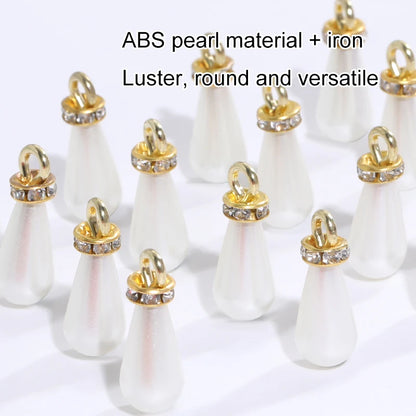 Acmore Crystal Drop Shaped 7*13/10*14/8*15mm Loose Pearl Pendant With Rhinestone Beads DIY for Necklace Earring Bracelet Accessories