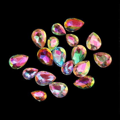 Acmore Crystal New Arrival  Shadow Series Tear Drop Shape Piont Back High Quality Rhinestones Glass Crystal Stone for Nail Art
