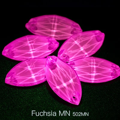 Hot Selling MN Neon Glow Crystal Sew on Rhinestones Navette Gemstones for Dancing Dress