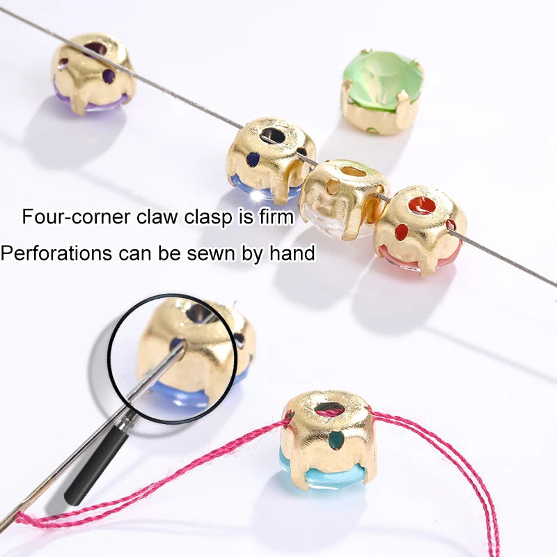 Acmore Crystal Xirius Round Aurora Mocha Crystal Stone Strass With Hollow Copper Claw Setting DIY Accessories Sew on Garment Rhinestone