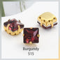 Acmore Crystal  Wholesale Colorful Sew on Stone Diamonds Square Shape Gold Claws Glass Rhinestones DIY Clothing Decorate