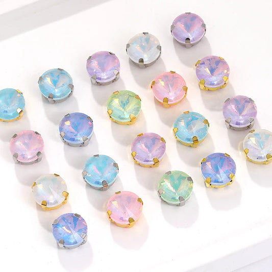 Acmore Crystal Hot Sales Loose Crystal Stone Rivoli Shape With Four Claws Sew on Decoration Jewelry Art Diy Accessories