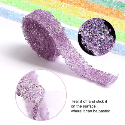 Acmore Crystal Wholesale 1.2cm Width Jelly Resin Strips Non Hotfix Stones Self-Adhevise Rhinestone Trim Sticker for DIY Tumbler