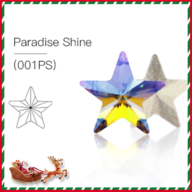 Acmore Crystal Christmas Series Star Shaped Crystal Stone Pointback Rhinestones Glass Nail Art Supplies Jewelry Decoration Diy Strass