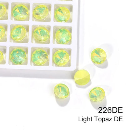 Acmore Crystal High Quality Opal Mocha DE Point Back Rivoli Shape Colorful Rhinestones Glass Crystal DIY Clothes Design