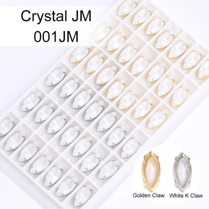Acmore Crystal Navette Aurora Mocha Rhinestone With Hollow Claw Rhinestone for Clothing Bags