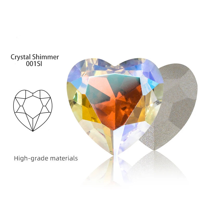 Acmore Crystal High Quality K9 Glass 8-27mm Heart Shape Point Back DIY Decoration Accessories Press on Nail Art Supplies Rhinestones