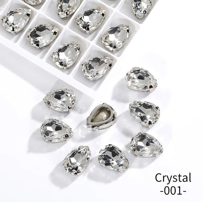 Acmore Crystal Crystals Rhinestone With Claw Strass Gems Sew on Rhinestone Drop Shape Crystal Fancy Stone With Claw for Garment