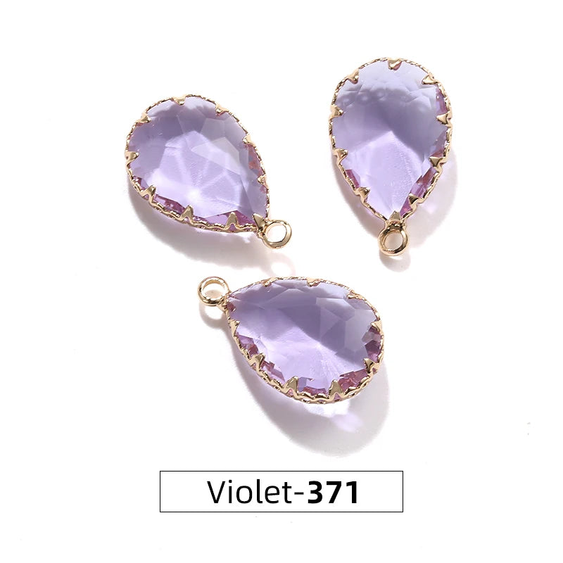 Acmore Crystal 13*18MM  Water Drop Transparent Crystal Glass Pendant with Claw Inlaid Rhinestone Pendant Accessories for Earrings & Necklace