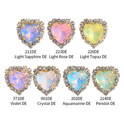 Acmore Crystal Wholesale Sew on Flatback Glass Heart Opal Mocha Loose Rhinestones Crystal Stones  DIY Art Decorations