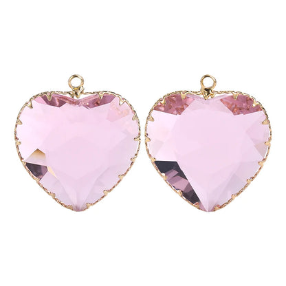 Acmore Crystal Peach Heart Transparent Crystal Glass Pendant with Claw Inlaid Rhinestone Pendant  Accessories for Earrings & Necklace
