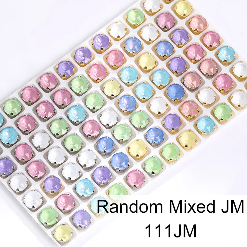 Acmore Crystal Xirius Round Aurora Mocha Crystal Stone Strass With Hollow Copper Claw Setting DIY Accessories Sew on Garment Rhinestone