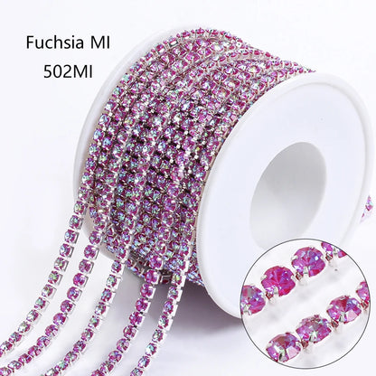 Acmore Crystal Hot Sale SS4-SS12 MI Series Color Shiny Round Stone Glass Silver Claw Rhinestones Chain Art Supplies DIY Accessories