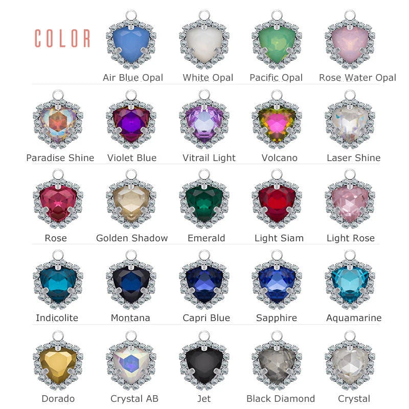 Xichuan Fat Triangle Shaped Crystal Stone K9 Glass Sew on Cup Chain Setting Shiny Colors Rhinestone Crafts Pendant Necklace