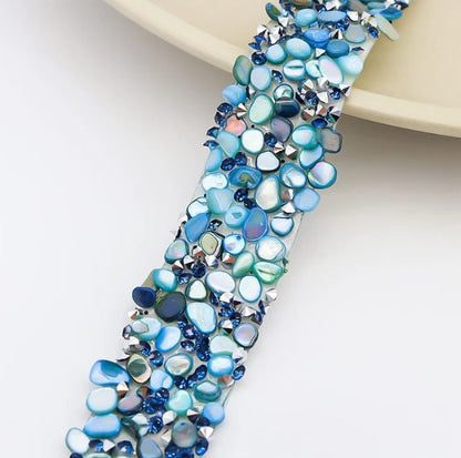 Acmore Crystal  Hot-Fix Gravel Tape 2cm Wide Rhinestone Chain Stone Cake Ribbon Trimming Wedding Decoration Sewing Accessories