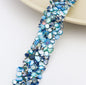 Acmore Crystal  Hot-Fix Gravel Tape 2cm Wide Rhinestone Chain Stone Cake Ribbon Trimming Wedding Decoration Sewing Accessories