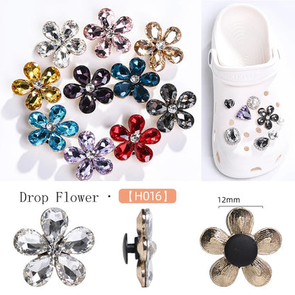Acmore Crystal Alloy Flower Series 7 Styles High Quality Sew on Crystal Stone DIY Accessories for Summer Beach Hole Shoes Rhinestones