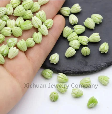 Acmore Crystal 9*6mm Hawaii Resin Jasmine Flower Beads for Jewelry Making Lavender Lilac Pikake Flower Acrylic Charms