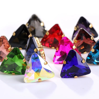 Acmore Crystal  New Fashion Apparel Wedding Shoes Diy Accessories Hand - Sew-on Diamond Triangle Glass Claw Rhinestones Jewelry