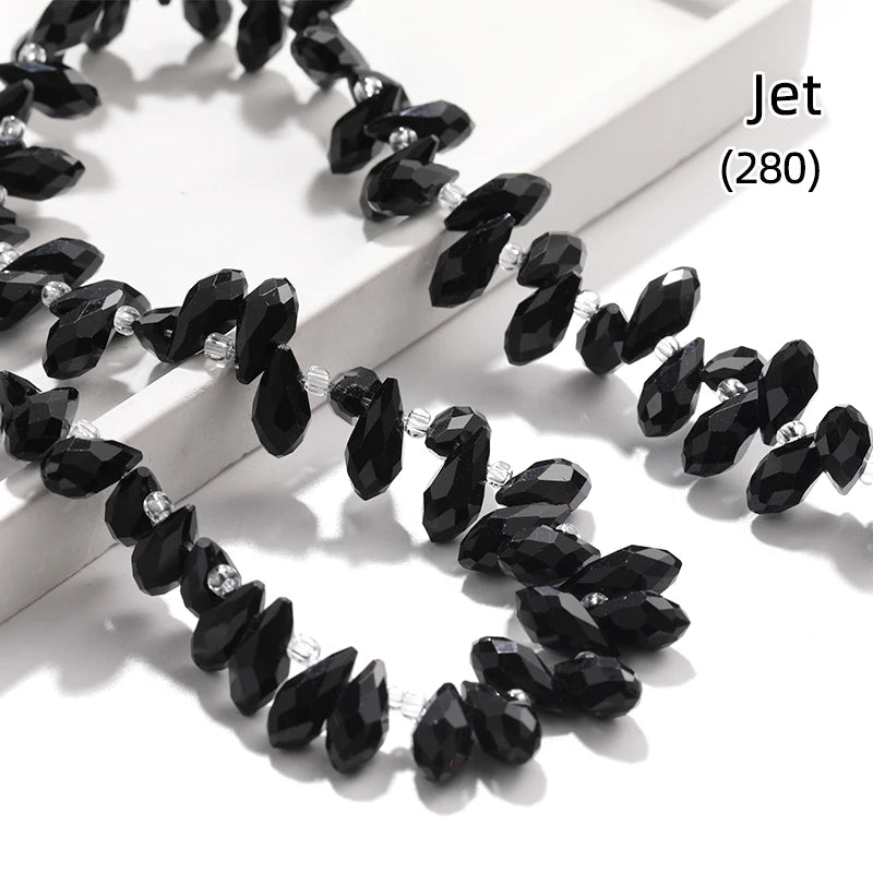 Acmore Crystal   6*12MM Water Drop Faceted Crystal Glass Beads Accessories for Bracelet Making 12 Colors  Loose Stone Glass Crafts