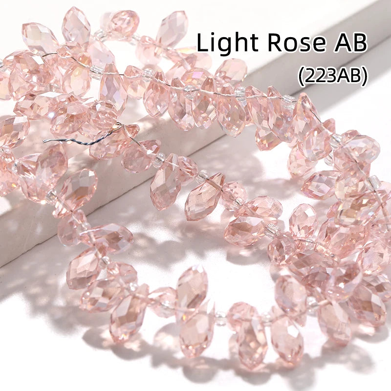 Acmore Crystal   6*12MM Water Drop Faceted Crystal Glass Beads Accessories for Bracelet Making 12 Colors  Loose Stone Glass Crafts
