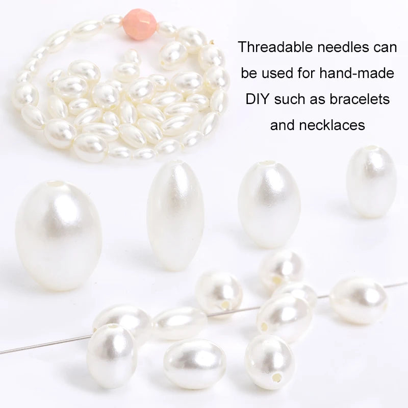 Acmore Crystal Oval Drop Shaped ABS Pearling Loose Pearls Beads DIY for Necklace Earring Bracelet Hair Clips Accessories Garment