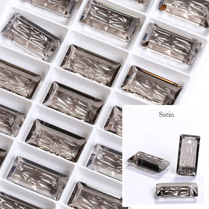 Acmore Crystal Relief Princess Baguete Shape Pendant Crystal Rhinestones Charms DIY Accessories for Necklace Earring Brooch Headwear