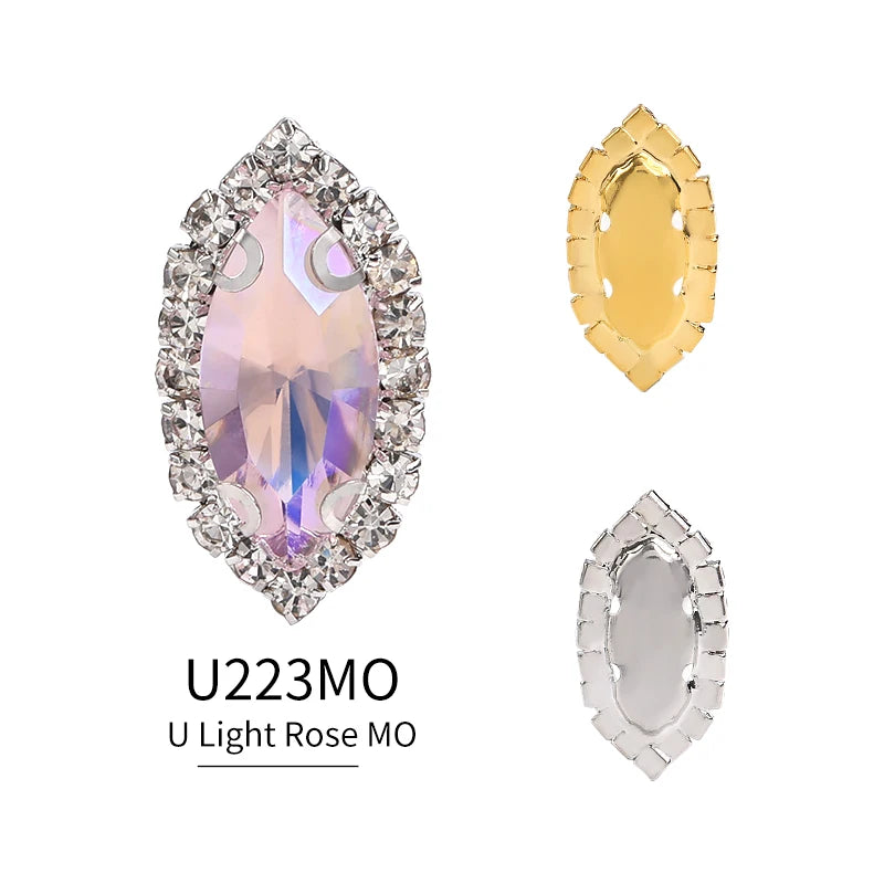 Acmore Crystal Wholesale Navette Transparent Bottom Series Crystal Buckle Claw Rhinestone for Sewing Accessories