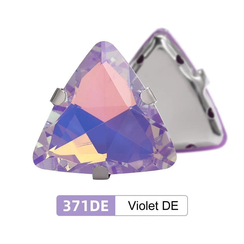 Acmore Crystal New Arrival 18MM  Triangle  Opal Mocha DE Series Rhinestone Claw  Sew on Crystal  With Claw DIY Art Decorations