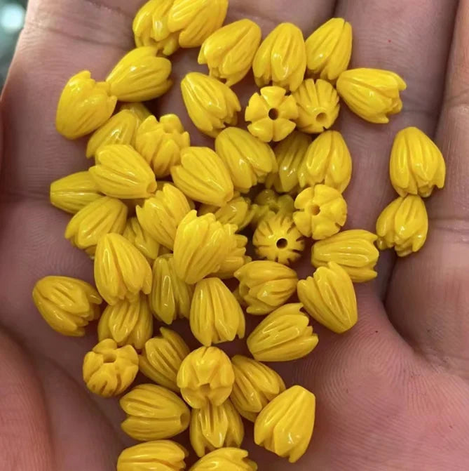 Acmore Crystal 9*6mm Hawaii Resin Jasmine Flower Beads for Jewelry Making Lavender Lilac Pikake Flower Acrylic Charms