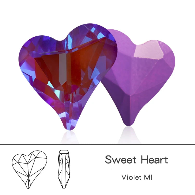 Acmore Crystal Sweet Heart Fancy Shaped Pointback K9 Glass Rhinestones Crystal Stones Crafts for Jewelry Making Garment Decoration