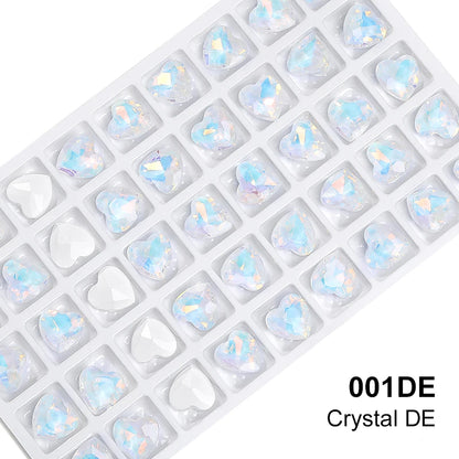 Acmore Crystal New Design Point Back Heart Shape Rhinestones Glass Crystal Stones Opal Mocha Fashion Nail Art Decoration