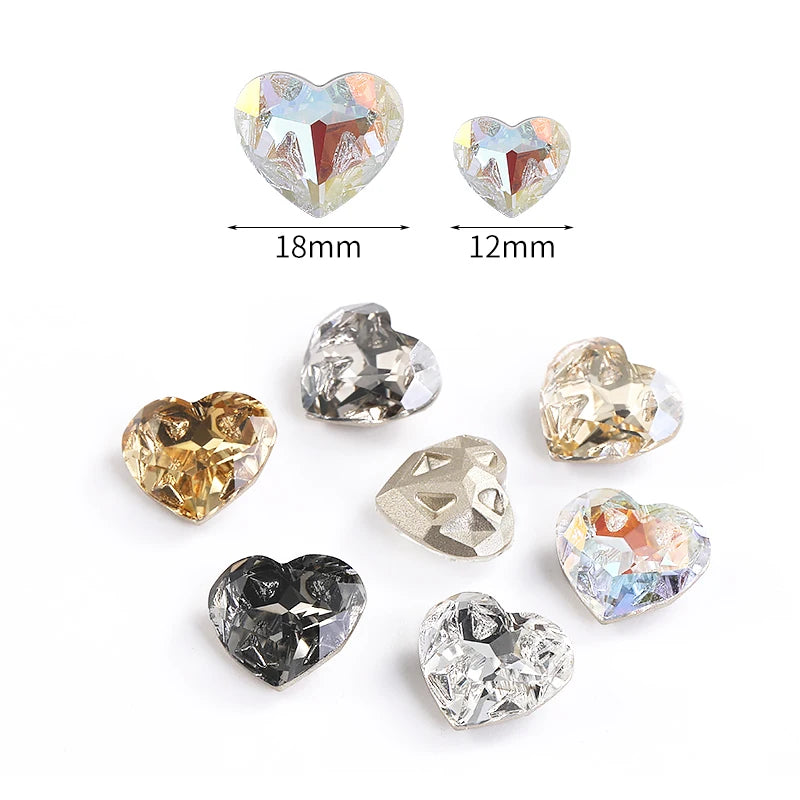Acmore Crystal New Design Heart Shape K9 Glass Beads Point Back Fancy Loose Rhinestone for Clothing Accessories Wedding Dress