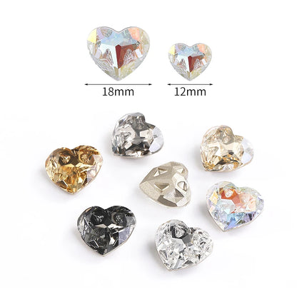 Acmore Crystal New Design Heart Shape K9 Glass Beads Point Back Fancy Loose Rhinestone for Clothing Accessories Wedding Dress