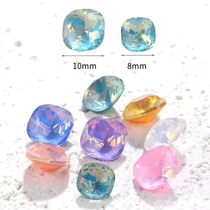 Acmore Crystal High Quality Cushion Shape Protein Mocha Series 8mm/10mm Pointback Crystal Stones Rhinestones for Jewelry Making Garment