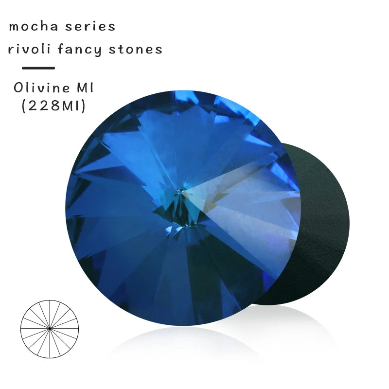 Acmore Crystal10mm/12mm Wholesale Different Colors Shapes Mocha Rivoli Crystal Rhinestones Glass Fancy Stones for Jewelry Set