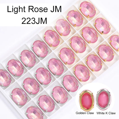 Acmore Crystal Oval Shaped Aurora Mocha K9 Glass Rhinestone With Golden Copper Hollow Claw Sewing on Clothes Garment DIY Accessories