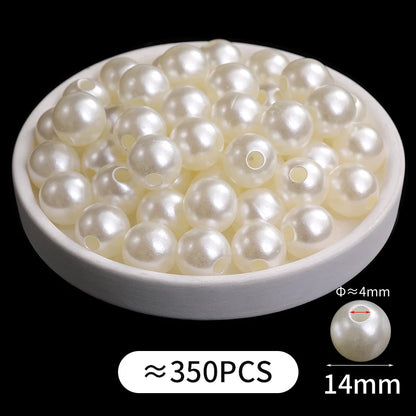 Acmore Crystal Wholesale Pearl Jewelry Beads White Abs Plastic Decoration Pearl Round Loose Pearls in Bulk With Holes