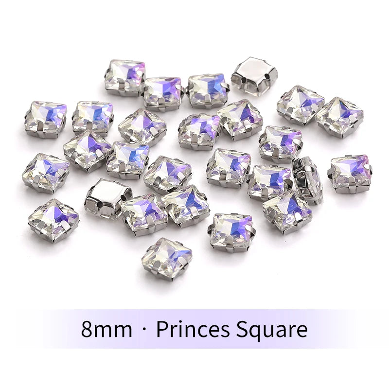 Acmore Crystal Moonlight Mixed Shapes Sew on Rhinestone With Silver Claw Setting DIY for Festival Decoration Accessories