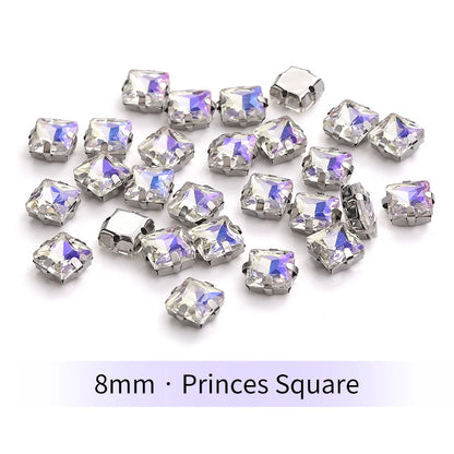 Acmore Crystal Moonlight Mixed Shapes Sew on Rhinestone With Silver Claw Setting DIY for Festival Decoration Accessories