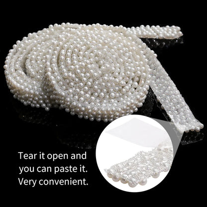 Acmore Crystal Factory Customized 1.2cm Width ABS Imitation Pearl Rhinestone Resin Strips  DIY Jewelry Accessories for Shoes & Bag
