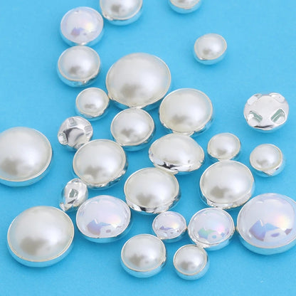 Acmore Crystal Newest Round Shape Stainless Steel Clawless Edging Flat Back Decoration Wholesale in Bulk Pearl DIY Sew Accessories